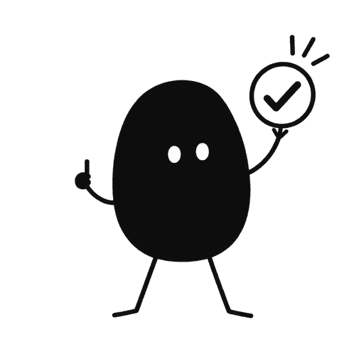 Pip giving an approval gesture beside a check mark